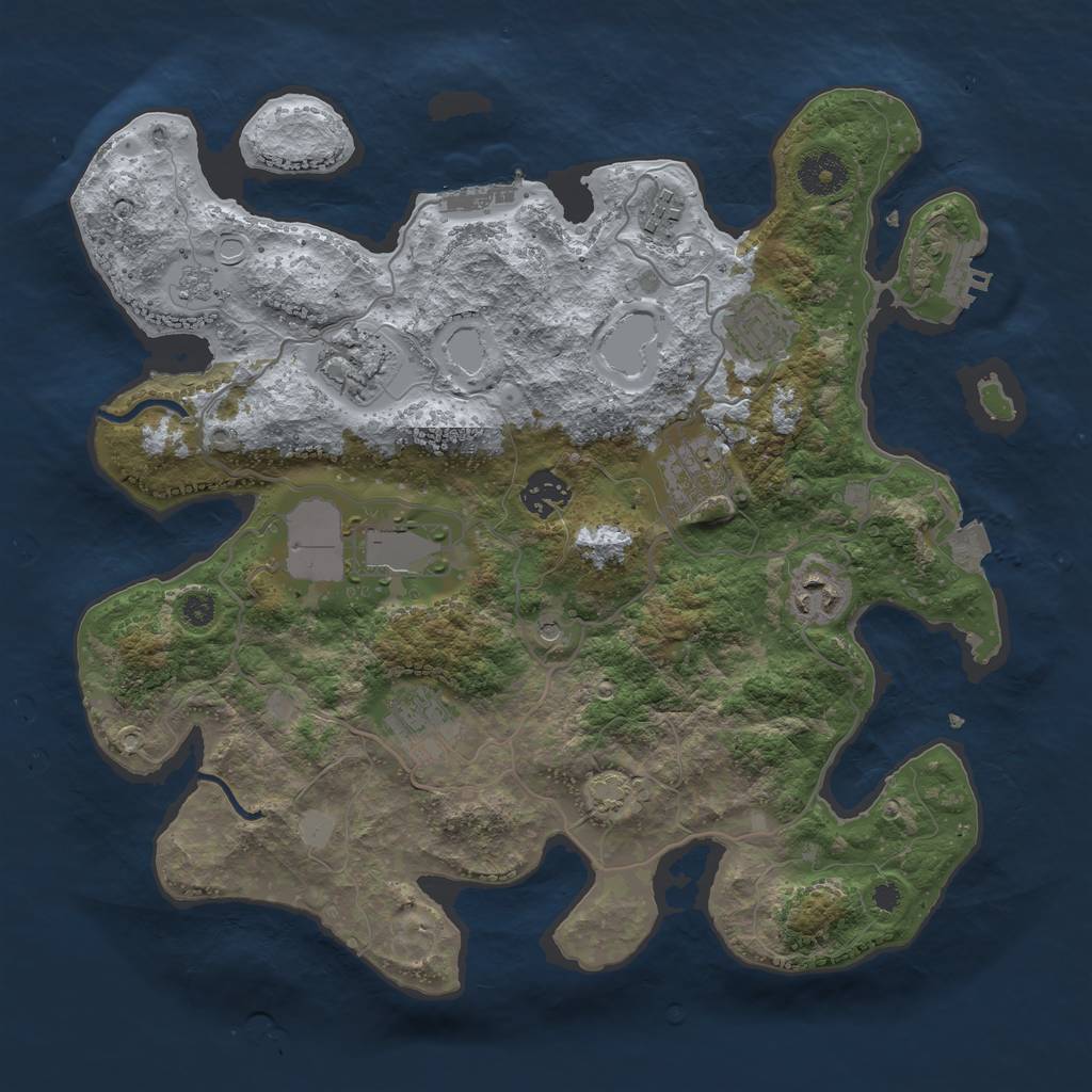 Rust Map: Procedural Map, Size: 3500, Seed: 6951148, 16 Monuments