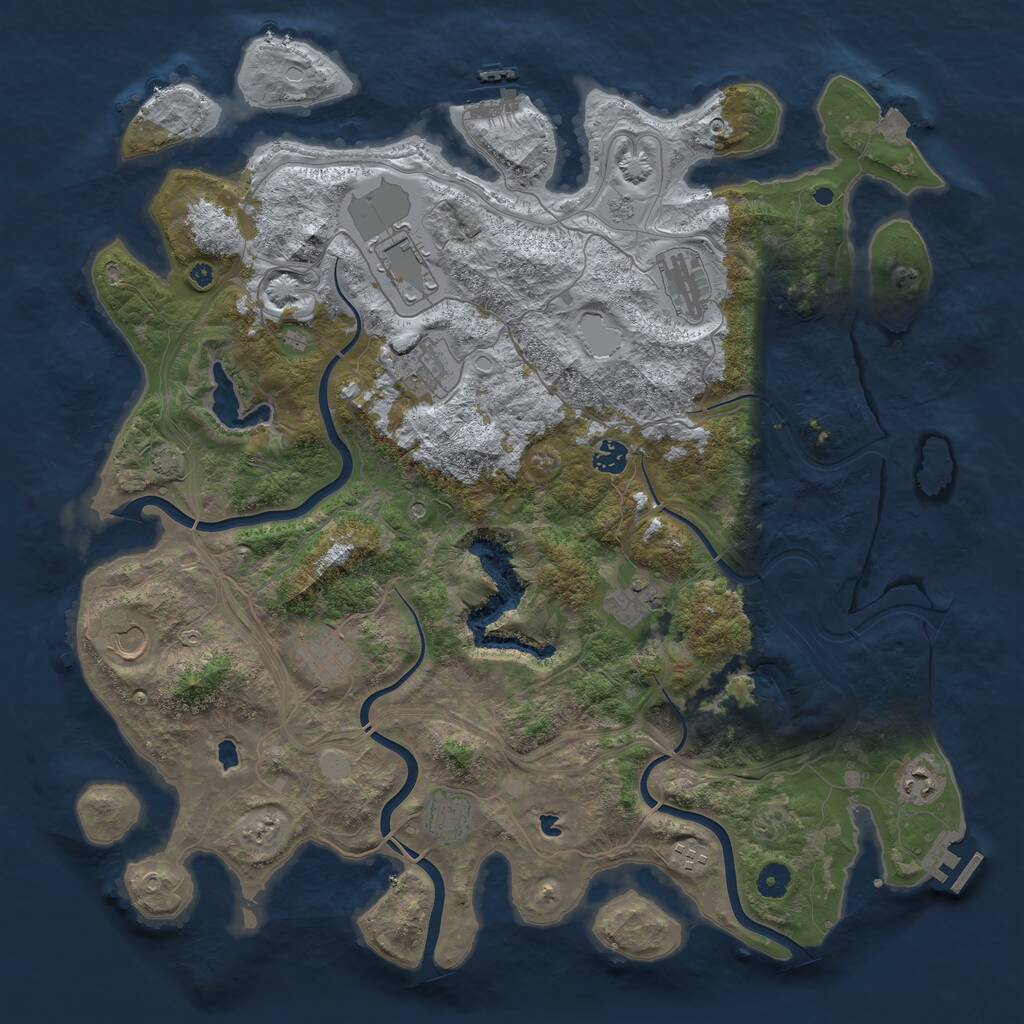 Rust Map: Procedural Map, Size: 4500, Seed: 524600, 16 Monuments
