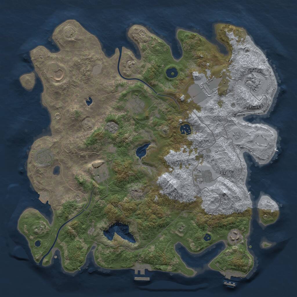 Rust Map: Procedural Map, Size: 4000, Seed: 138256, 16 Monuments