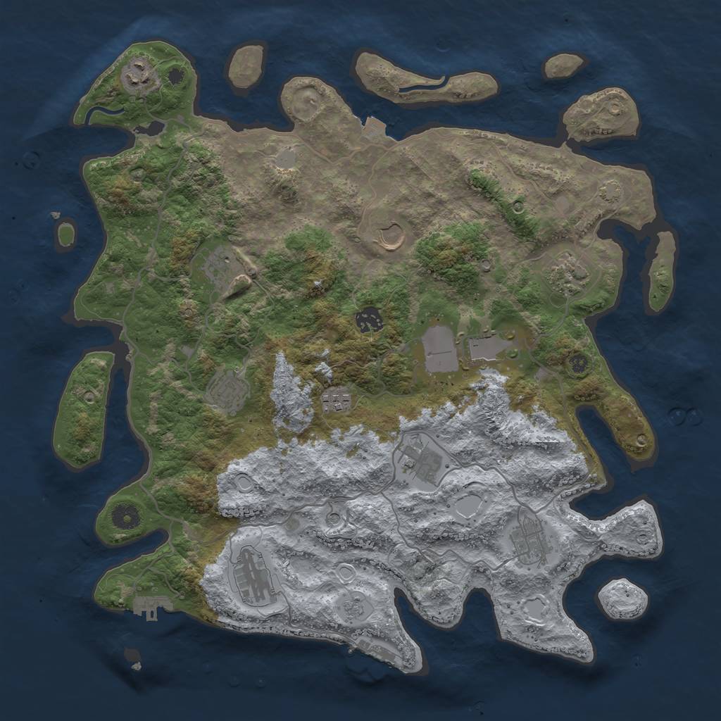 Rust Map: Procedural Map, Size: 4000, Seed: 11396167, 19 Monuments