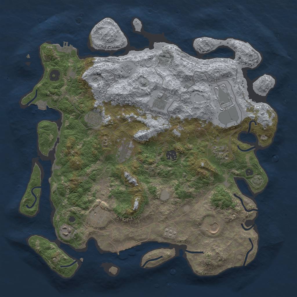 Rust Map: Procedural Map, Size: 4000, Seed: 420381787, 18 Monuments