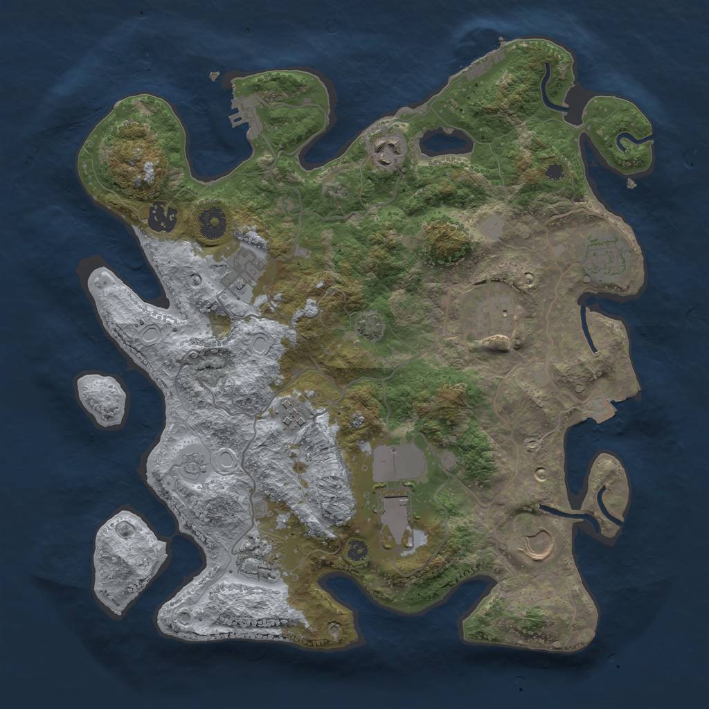 Rust Map: Procedural Map, Size: 3500, Seed: 46064001, 16 Monuments