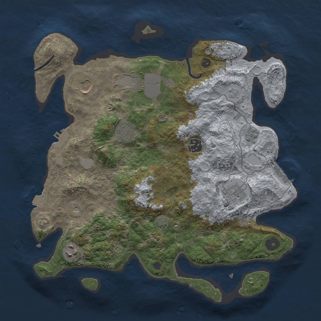 Rust Map: Procedural Map, Size: 3500, Seed: 260513968, 15 Monuments