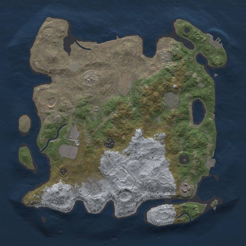 Rust Map: Procedural Map, Size: 3500, Seed: 451307400, 16 Monuments