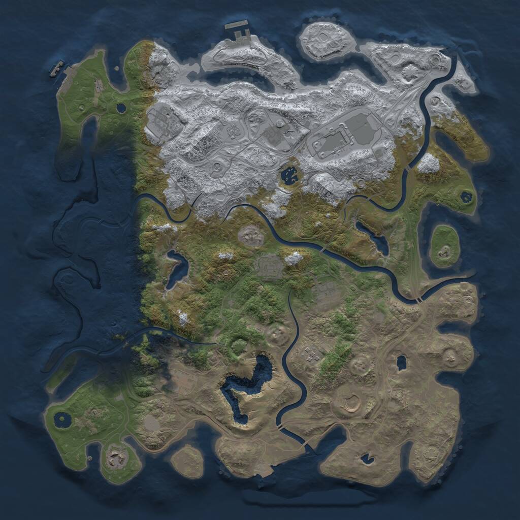 Rust Map: Procedural Map, Size: 4500, Seed: 281534406, 16 Monuments