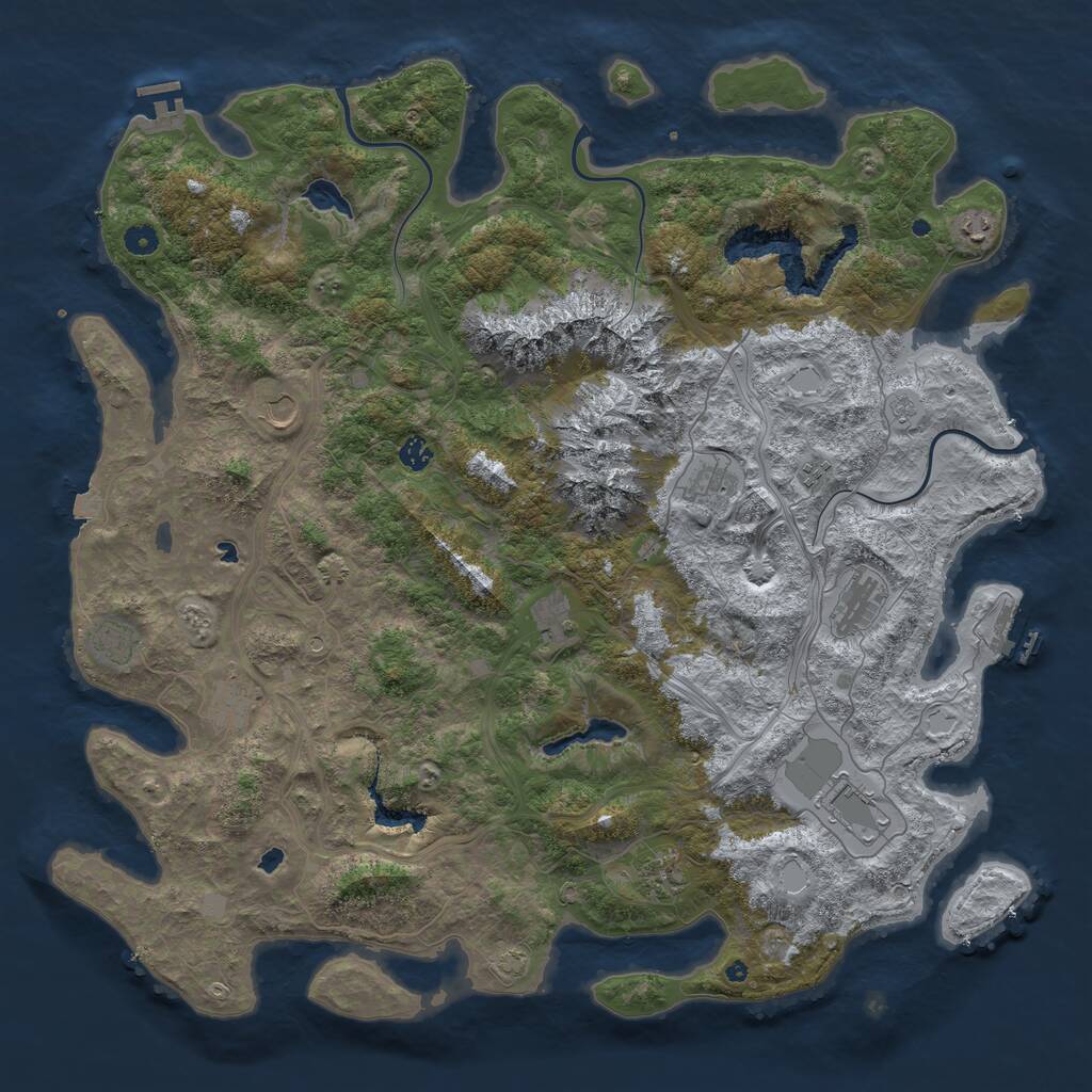 Rust Map: Procedural Map, Size: 5000, Seed: 893845494, 17 Monuments