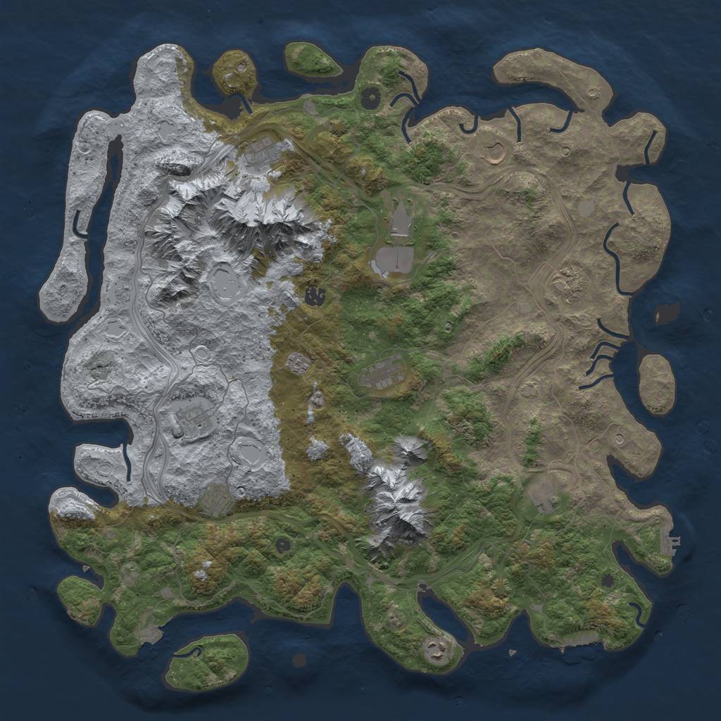 Rust Map: Procedural Map, Size: 5000, Seed: 1719960778, 19 Monuments