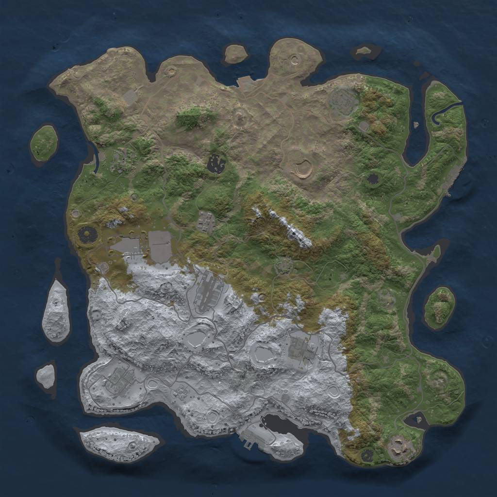 Rust Map: Procedural Map, Size: 4000, Seed: 1172892385, 18 Monuments