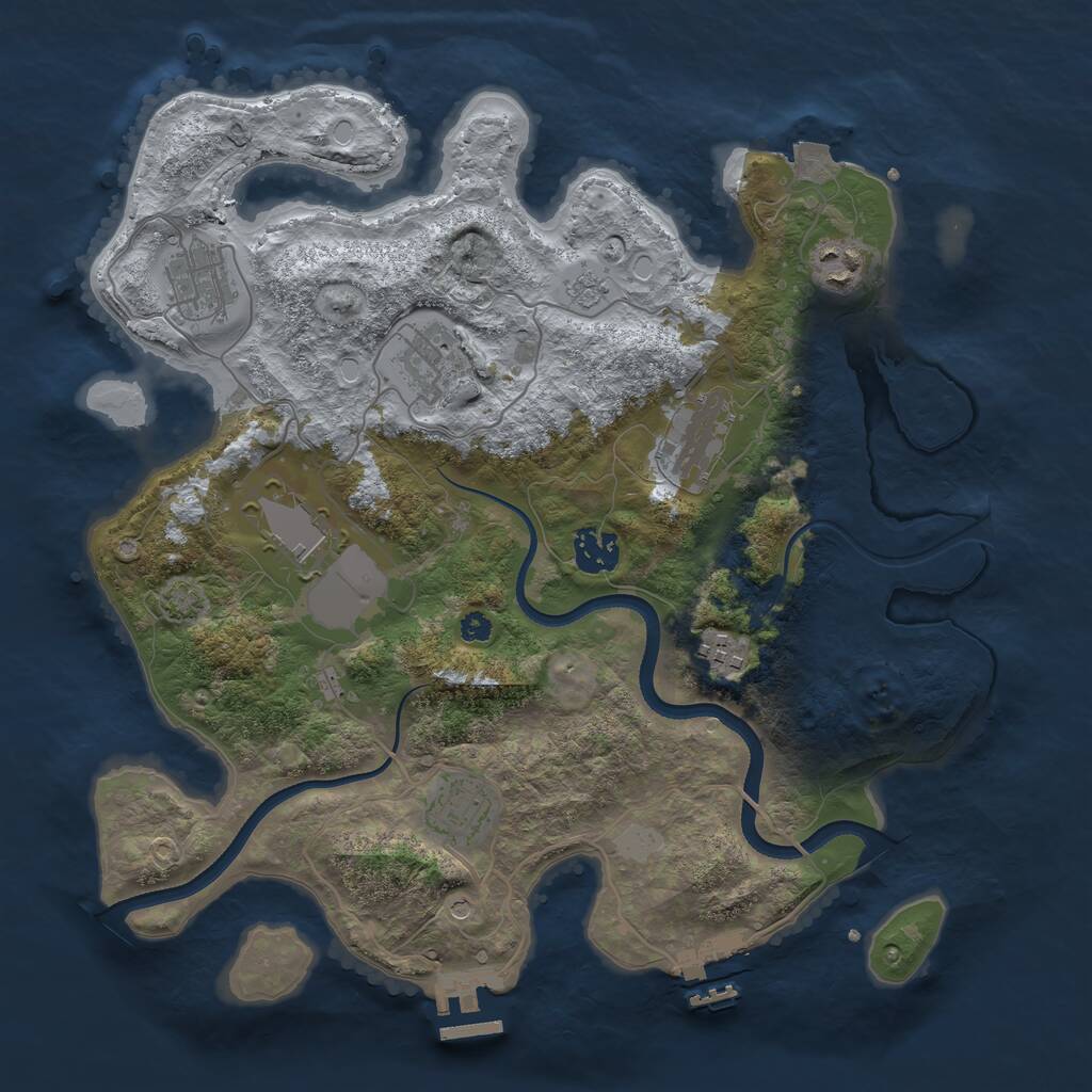 Rust Map: Procedural Map, Size: 3500, Seed: 9247459, 14 Monuments