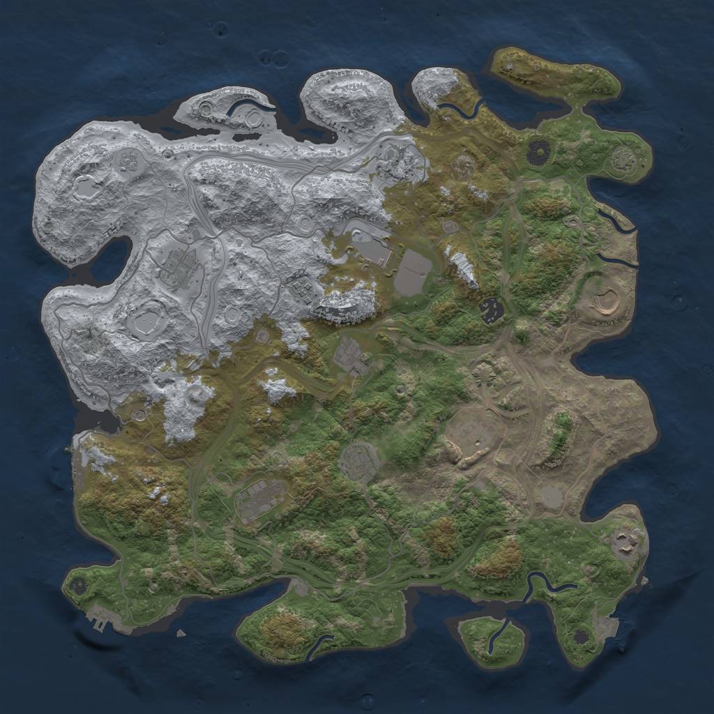 Rust Map: Procedural Map, Size: 4250, Seed: 2106779849, 19 Monuments