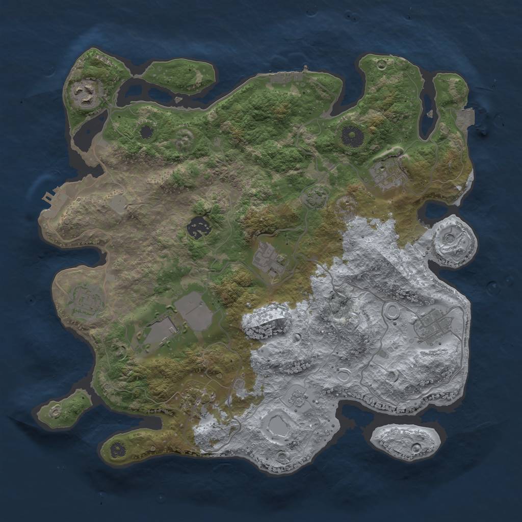 Rust Map: Procedural Map, Size: 3500, Seed: 580467266, 16 Monuments