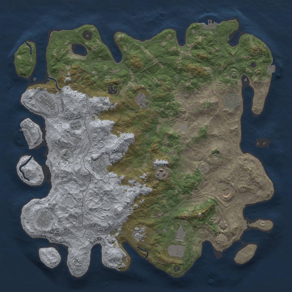 Rust Map: Procedural Map, Size: 4500, Seed: 1953333819, 19 Monuments