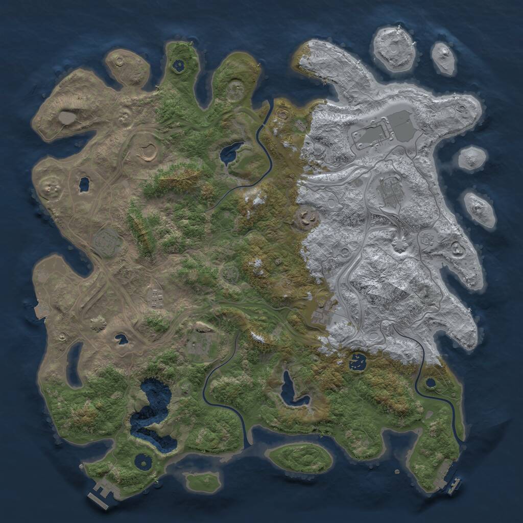 Rust Map: Procedural Map, Size: 4500, Seed: 453810749, 16 Monuments
