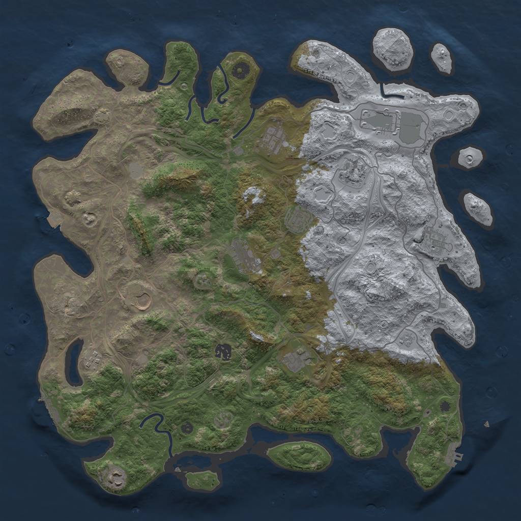 Rust Map: Procedural Map, Size: 4500, Seed: 453810749, 19 Monuments