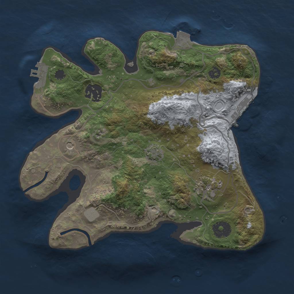 Rust Map: Procedural Map, Size: 2500, Seed: 657265450, 9 Monuments