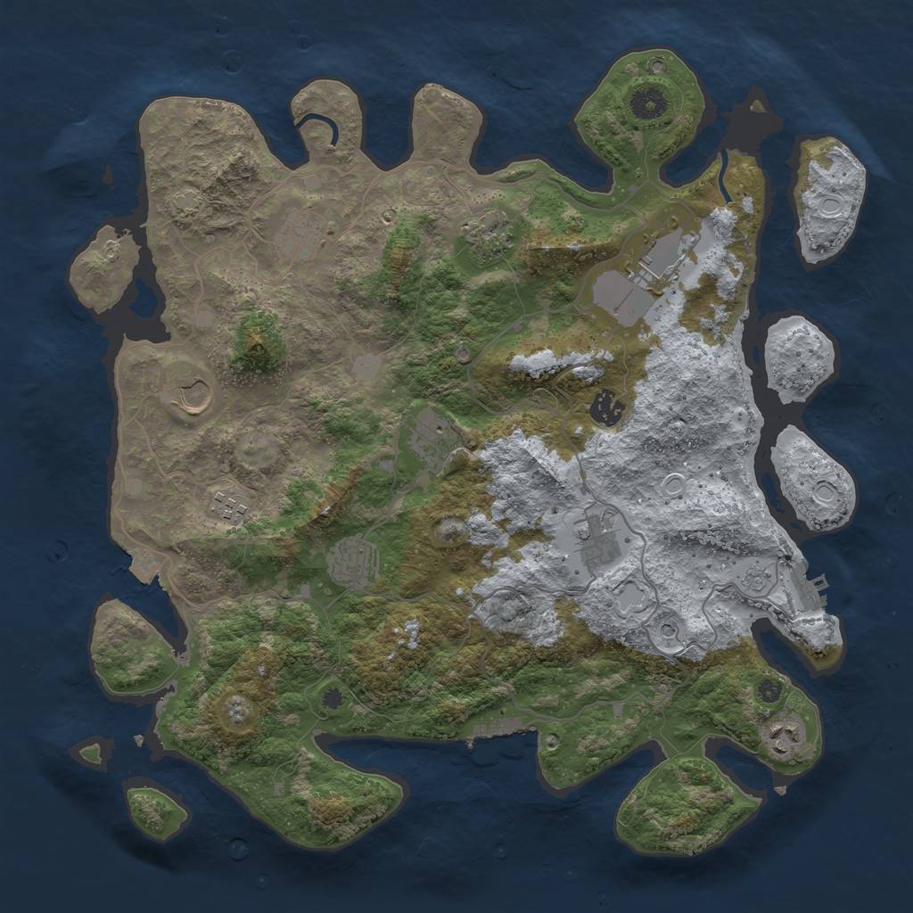 Rust Map: Procedural Map, Size: 4000, Seed: 1022424964, 18 Monuments