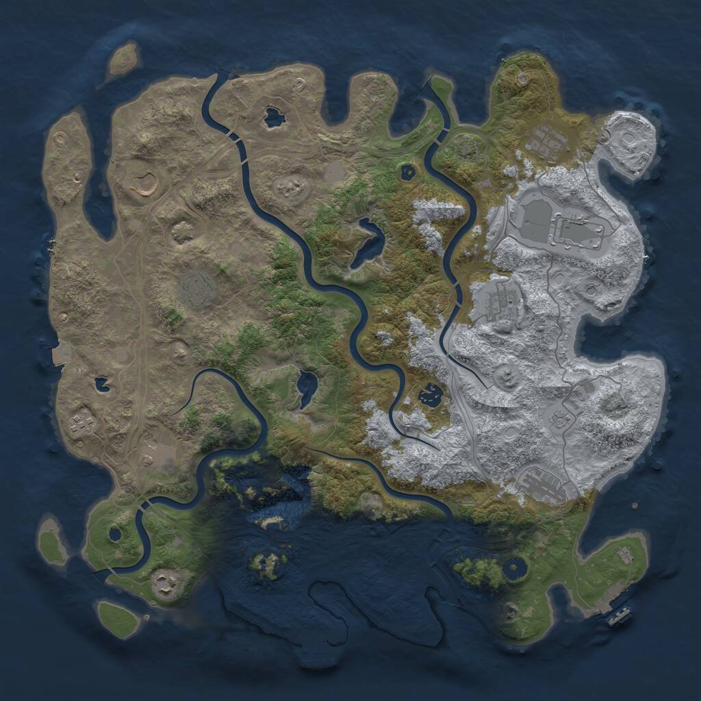 Rust Map: Procedural Map, Size: 4500, Seed: 108900640, 16 Monuments