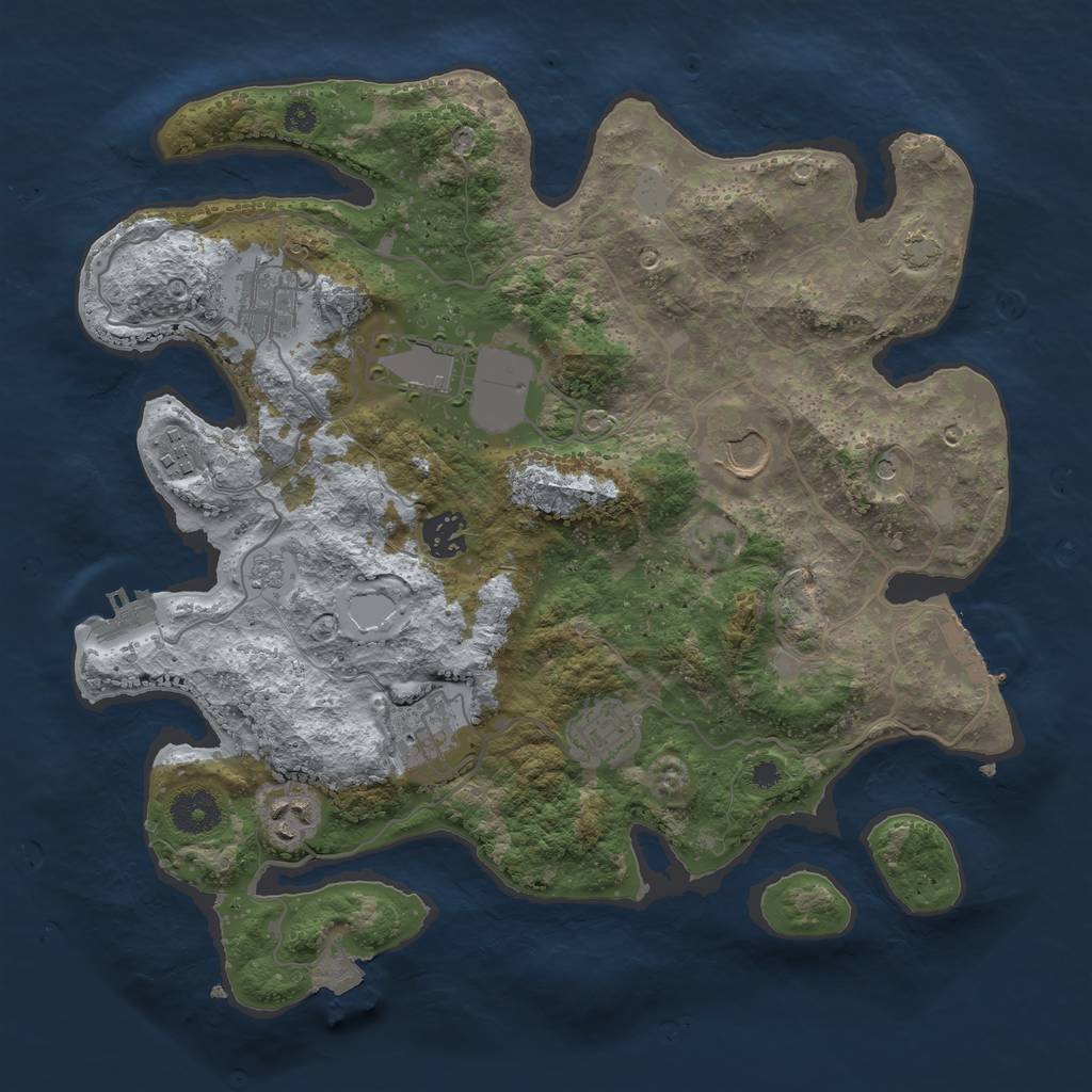 Rust Map: Procedural Map, Size: 3500, Seed: 483322586, 16 Monuments