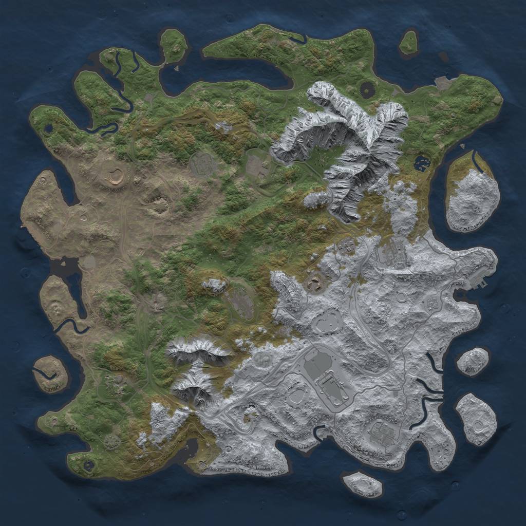 Rust Map: Procedural Map, Size: 5000, Seed: 23233423, 19 Monuments