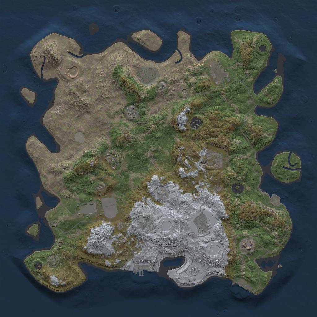 Rust Map: Procedural Map, Size: 4000, Seed: 1784911515, 18 Monuments