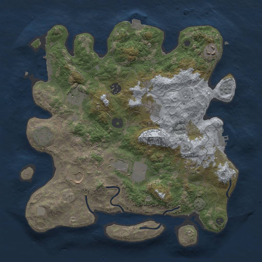 Rust Map: Procedural Map, Size: 3500, Seed: 2099380807, 17 Monuments