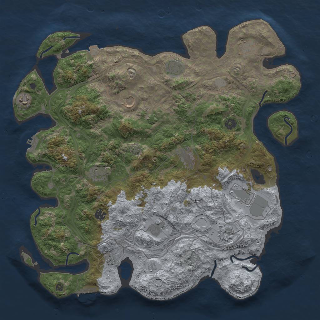 Rust Map: Procedural Map, Size: 4250, Seed: 1305101734, 19 Monuments