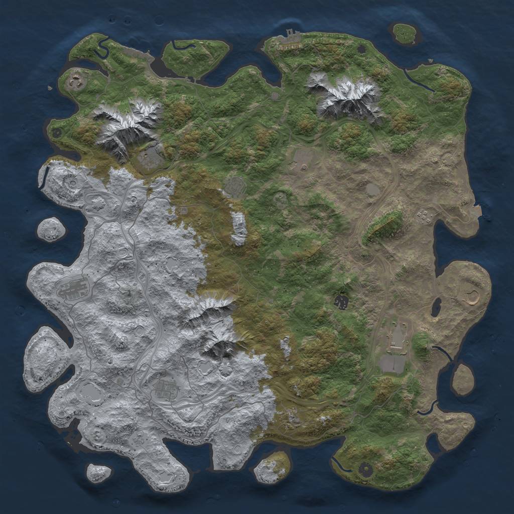 Rust Map: Procedural Map, Size: 5250, Seed: 713954682, 19 Monuments