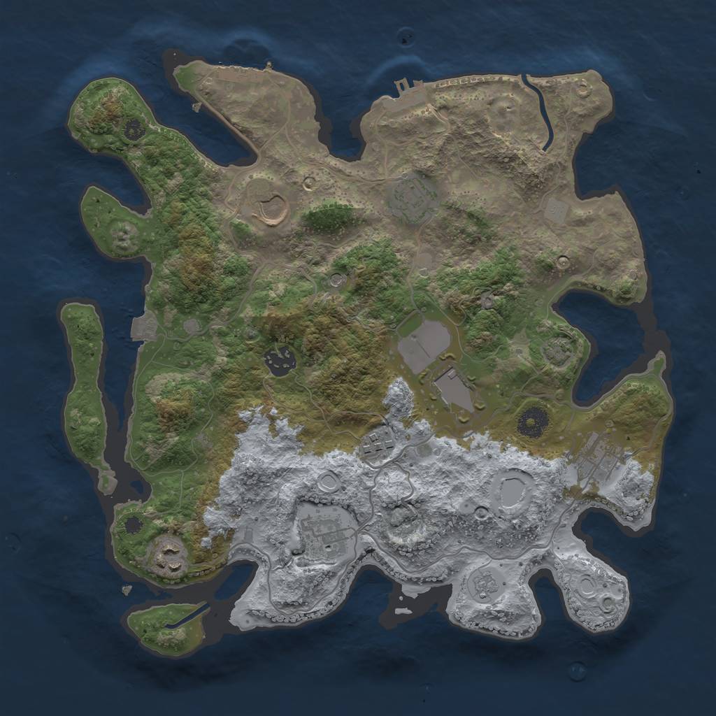 Rust Map: Procedural Map, Size: 3500, Seed: 408339308, 16 Monuments