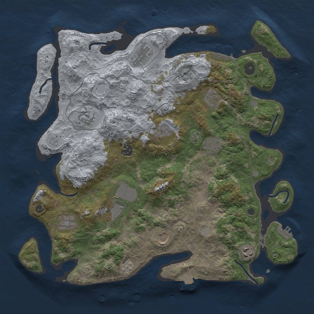 Rust Map: Procedural Map, Size: 4000, Seed: 74316613, 19 Monuments