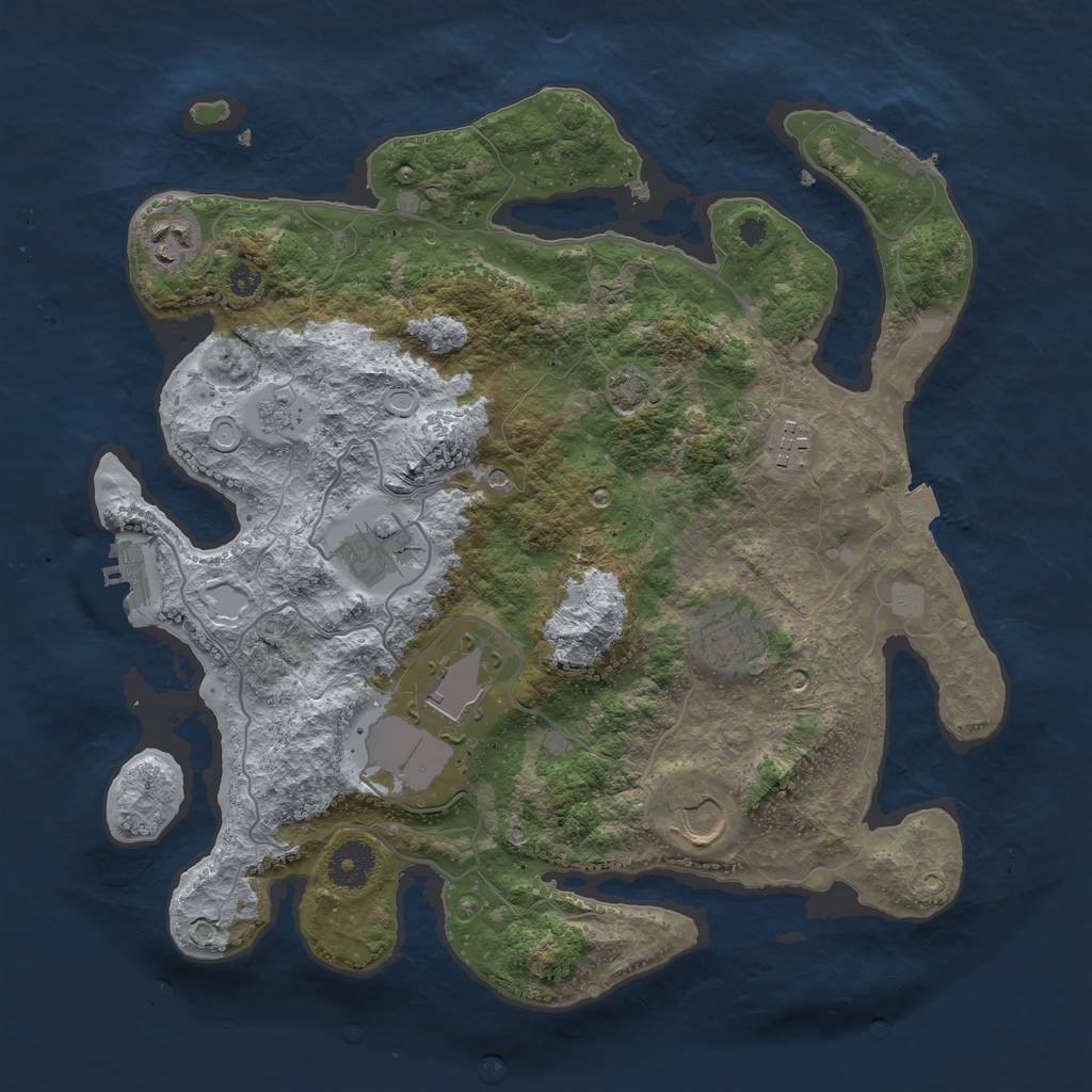 Rust Map: Procedural Map, Size: 3500, Seed: 1061788657, 14 Monuments