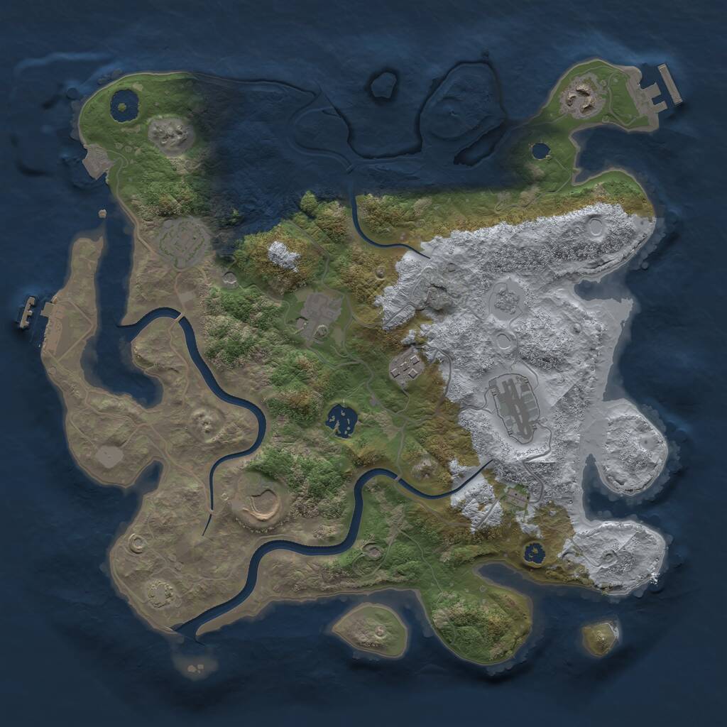 Rust Map: Procedural Map, Size: 3500, Seed: 1654796058, 13 Monuments