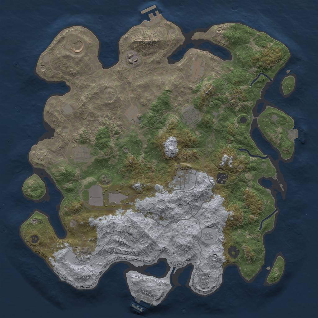 Rust Map: Procedural Map, Size: 4000, Seed: 1265428037, 19 Monuments