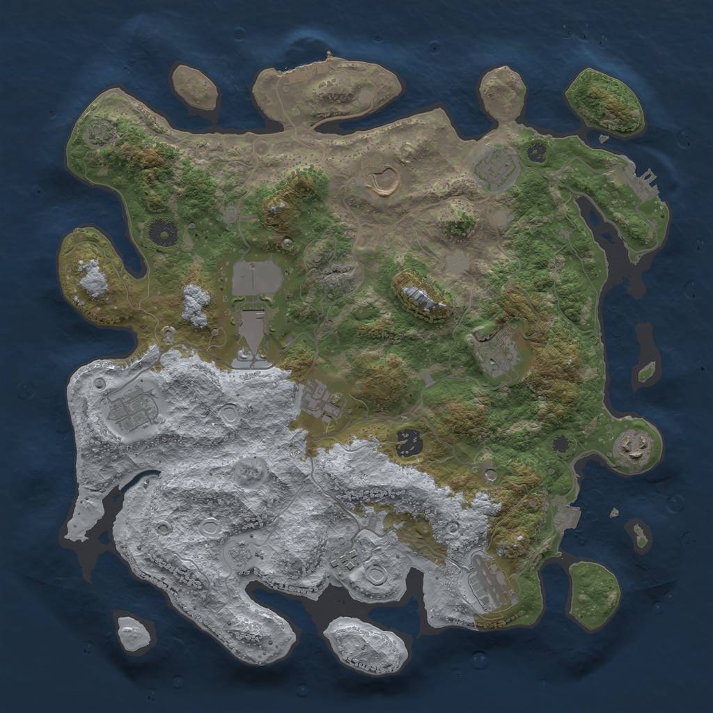 Rust Map: Procedural Map, Size: 3750, Seed: 852012525, 18 Monuments
