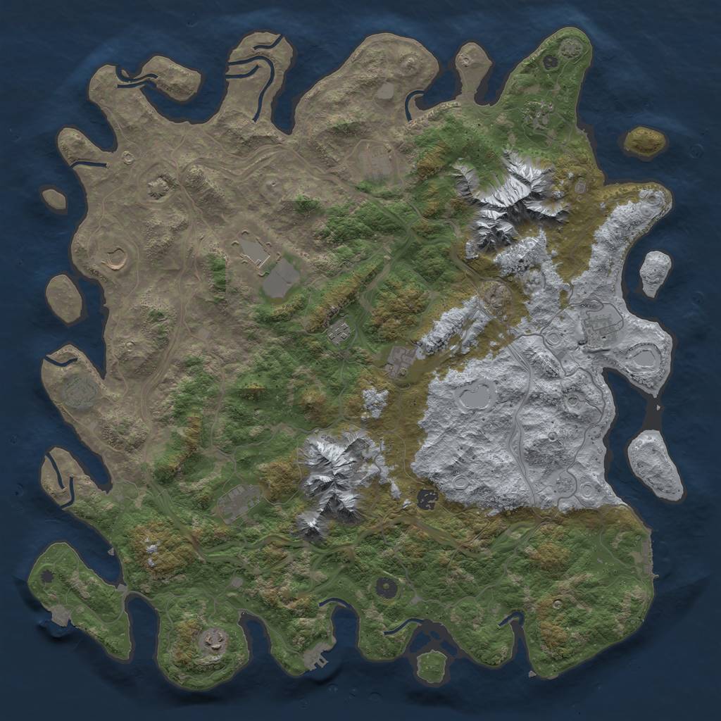 Rust Map: Procedural Map, Size: 5000, Seed: 2122222223, 19 Monuments