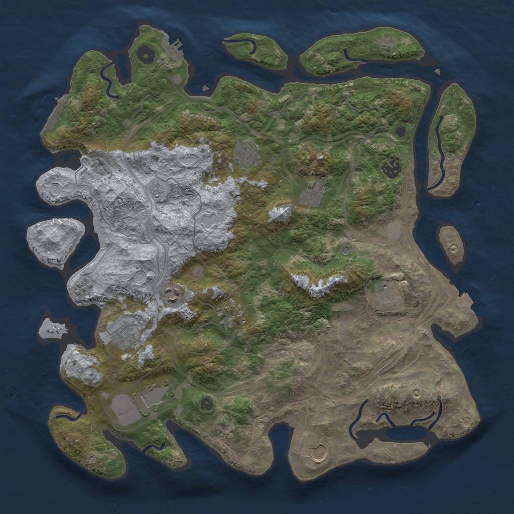 Rust Map: Procedural Map, Size: 4250, Seed: 1059848041, 18 Monuments