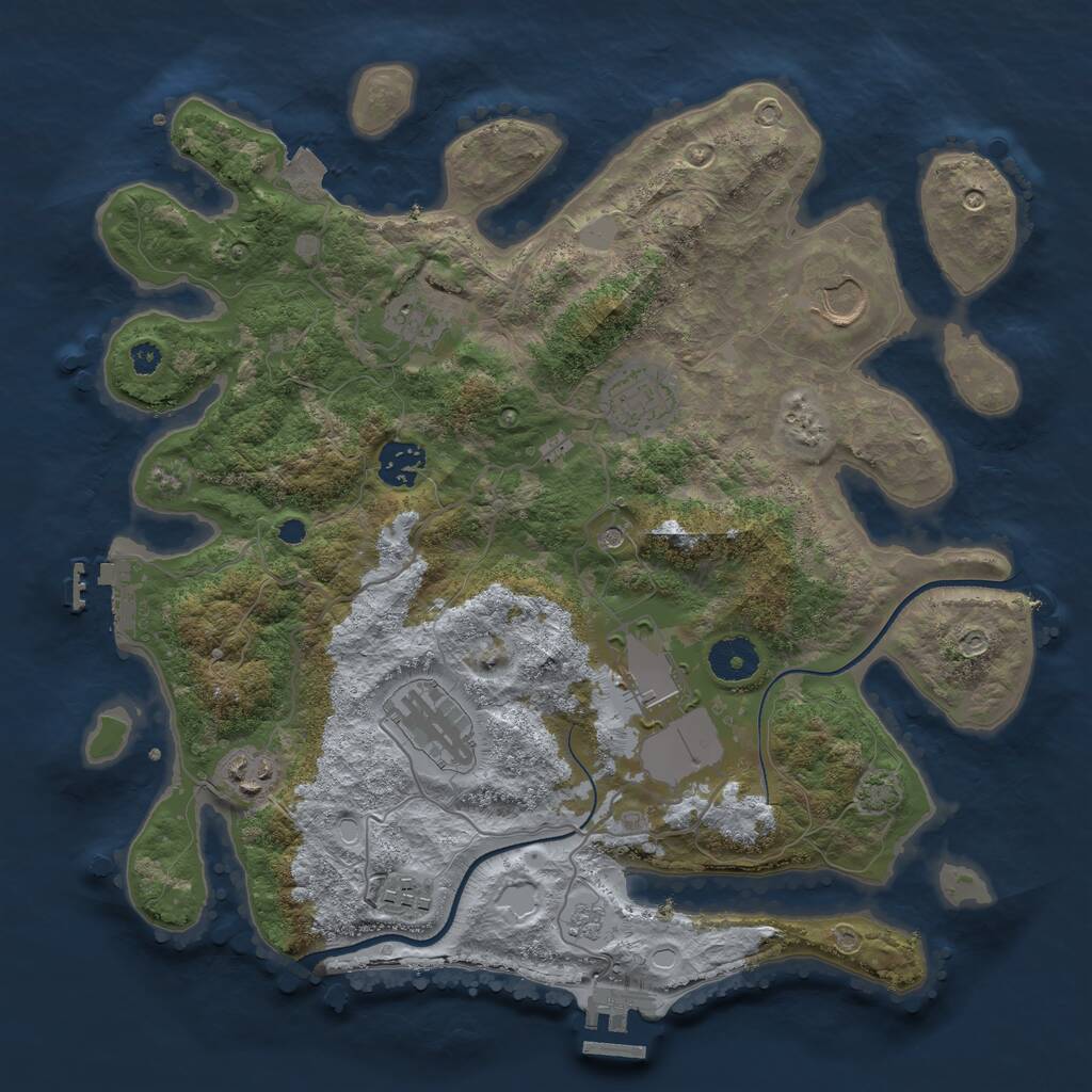 Rust Map: Procedural Map, Size: 3500, Seed: 768197189, 14 Monuments