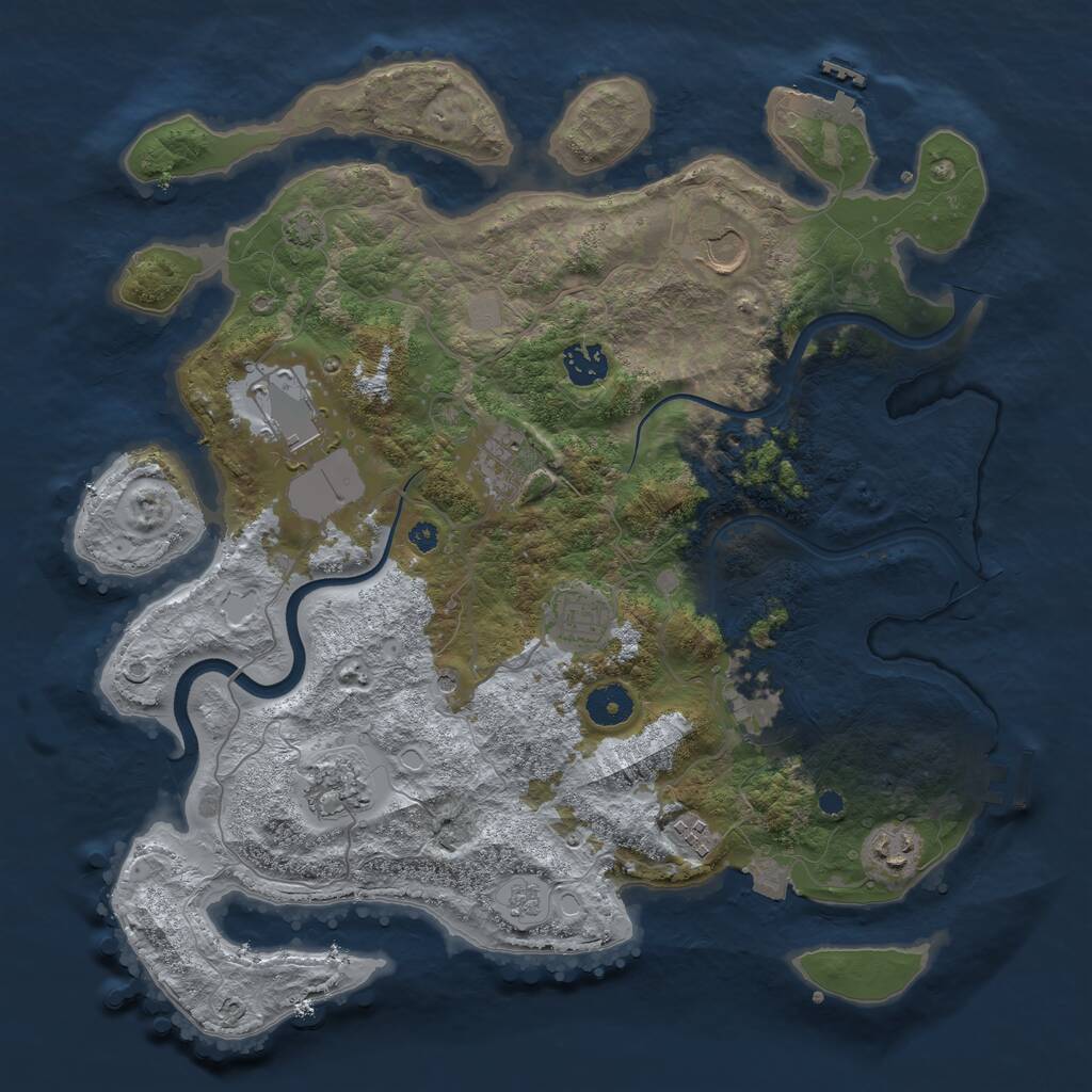 Rust Map: Procedural Map, Size: 3750, Seed: 677964754, 15 Monuments