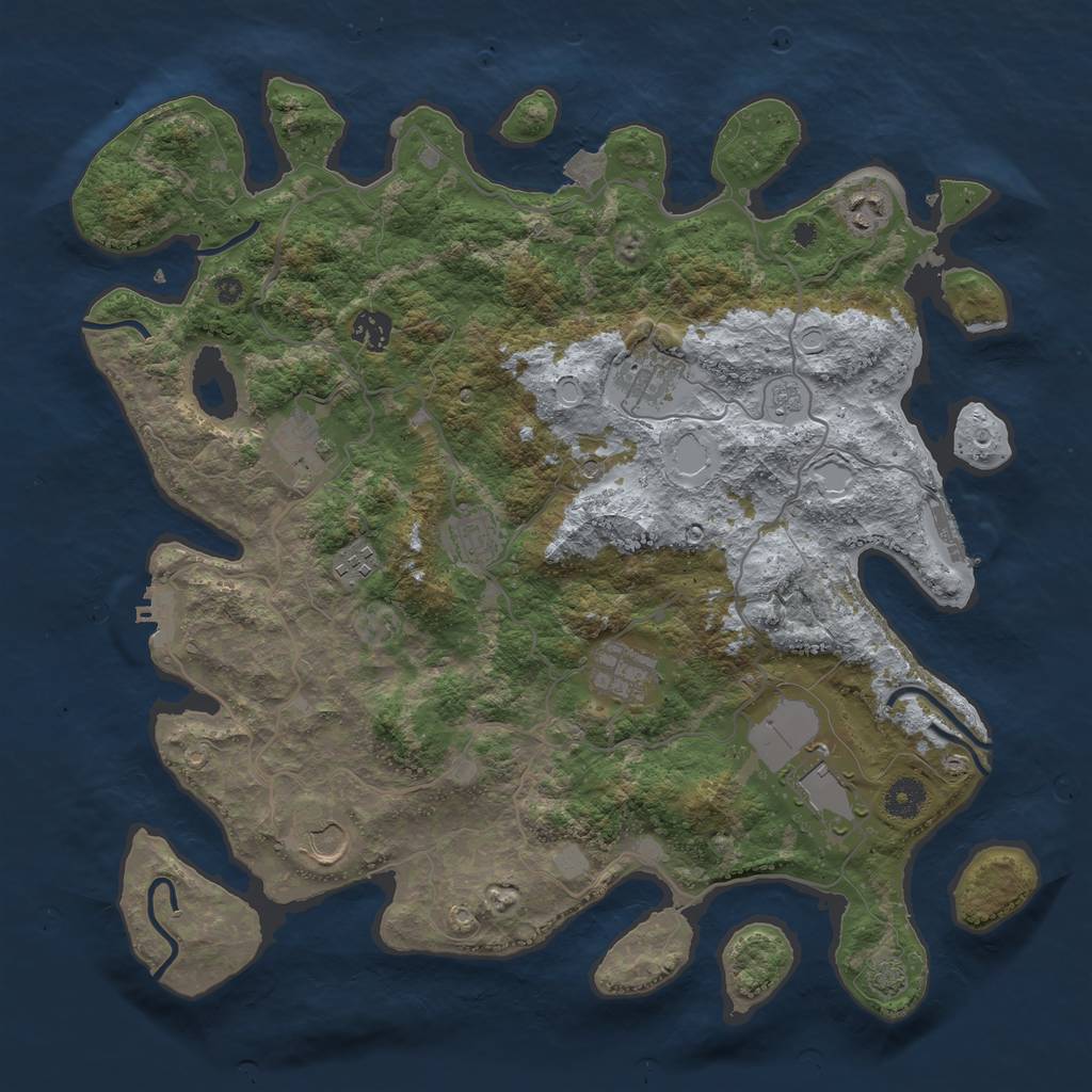 Rust Map: Procedural Map, Size: 4000, Seed: 995048547, 17 Monuments