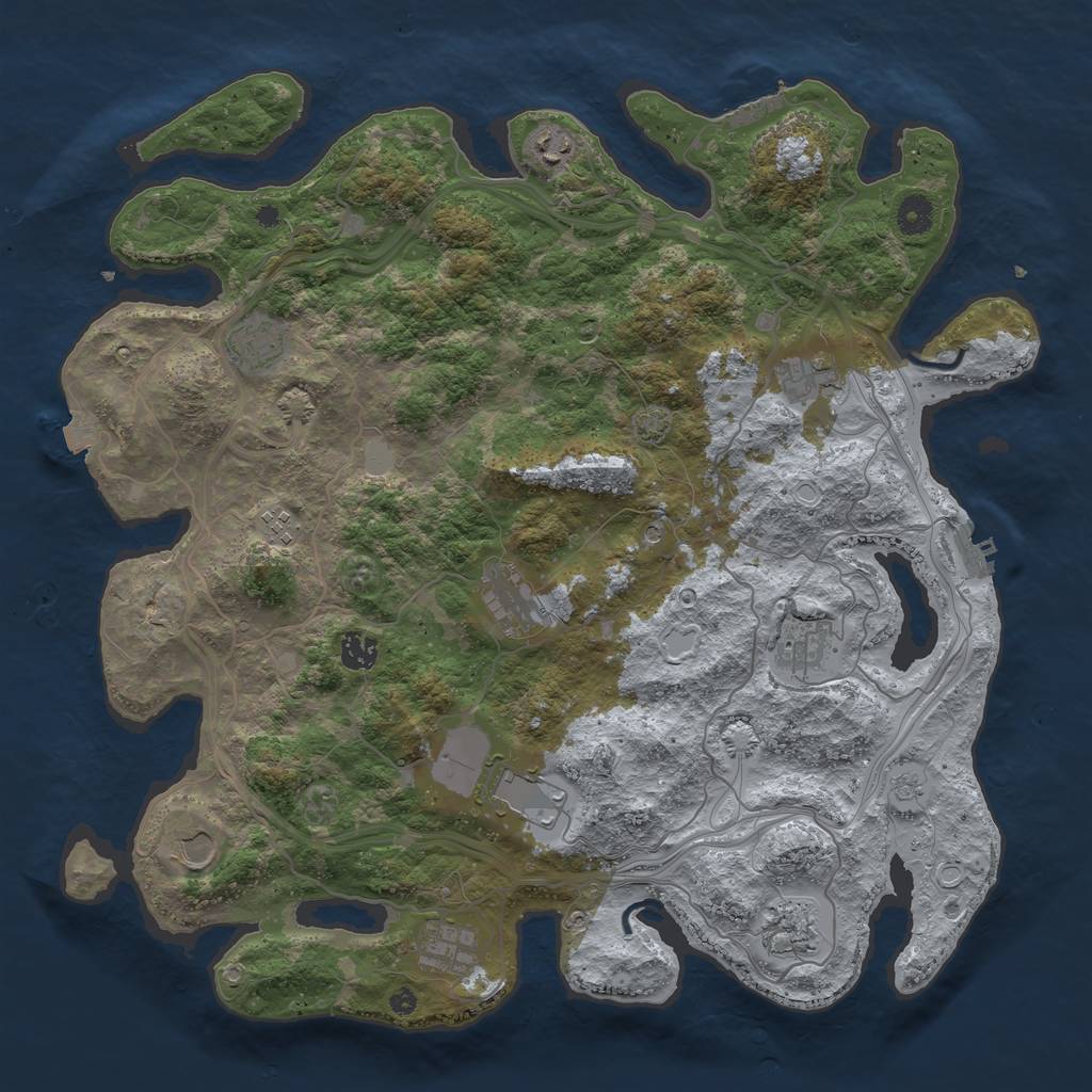 Rust Map: Procedural Map, Size: 4250, Seed: 1628560518, 19 Monuments