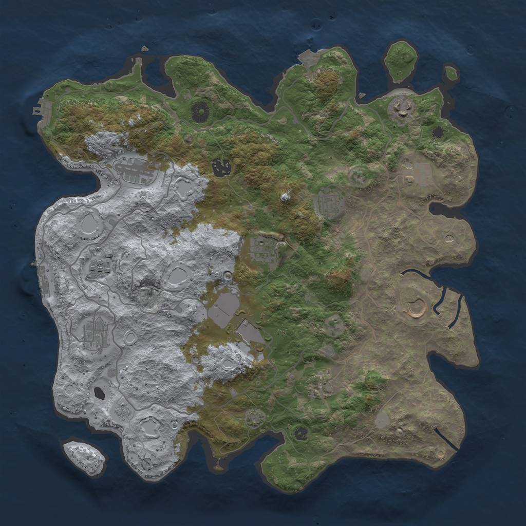 Rust Map: Procedural Map, Size: 4000, Seed: 2073714025, 19 Monuments