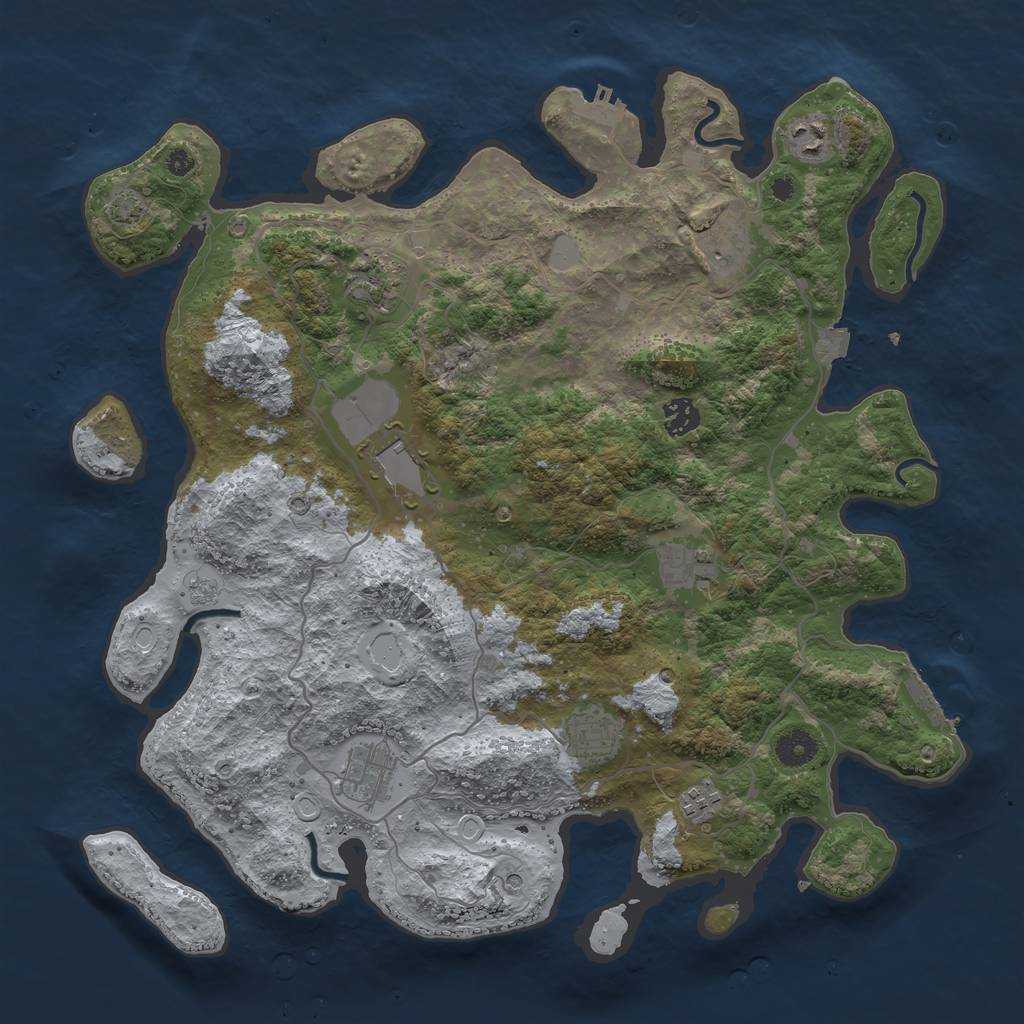 Rust Map: Procedural Map, Size: 4000, Seed: 732698998, 17 Monuments