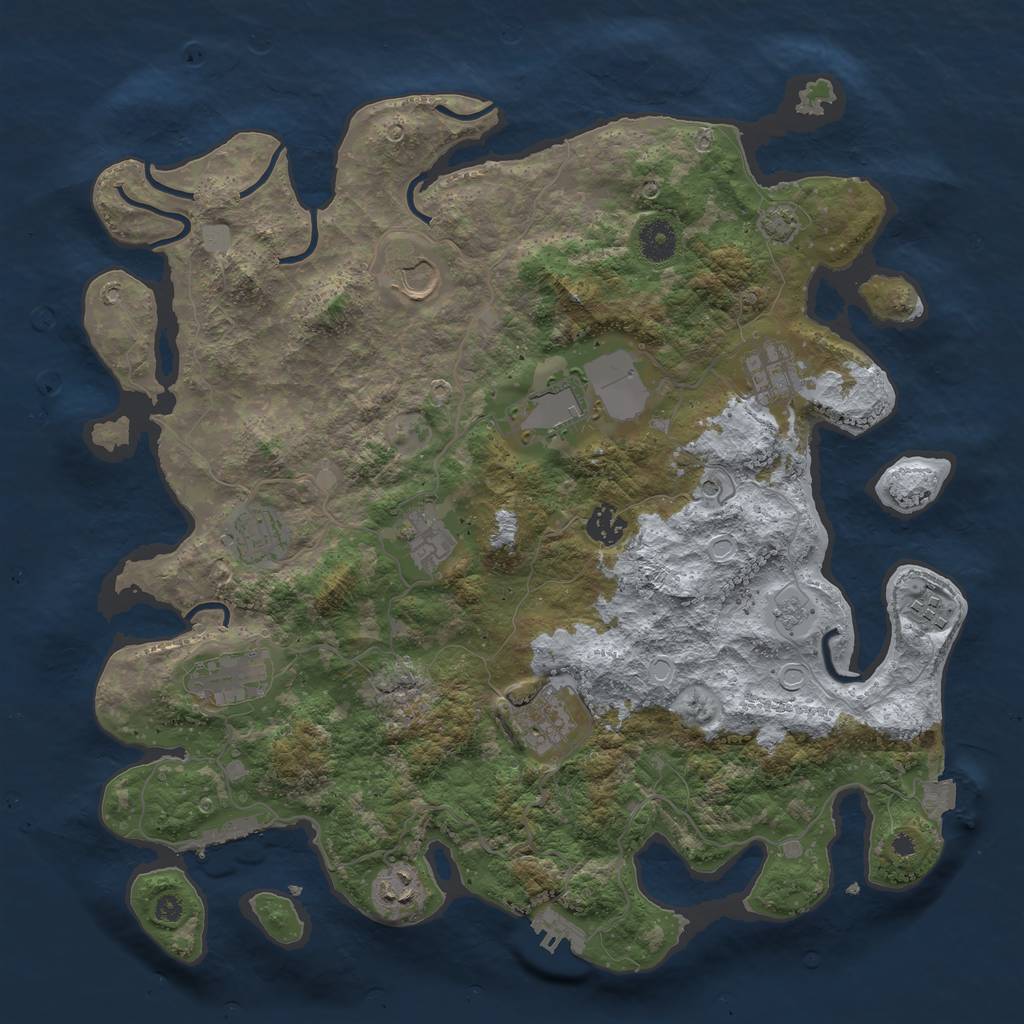 Rust Map: Procedural Map, Size: 3900, Seed: 39764803, 18 Monuments