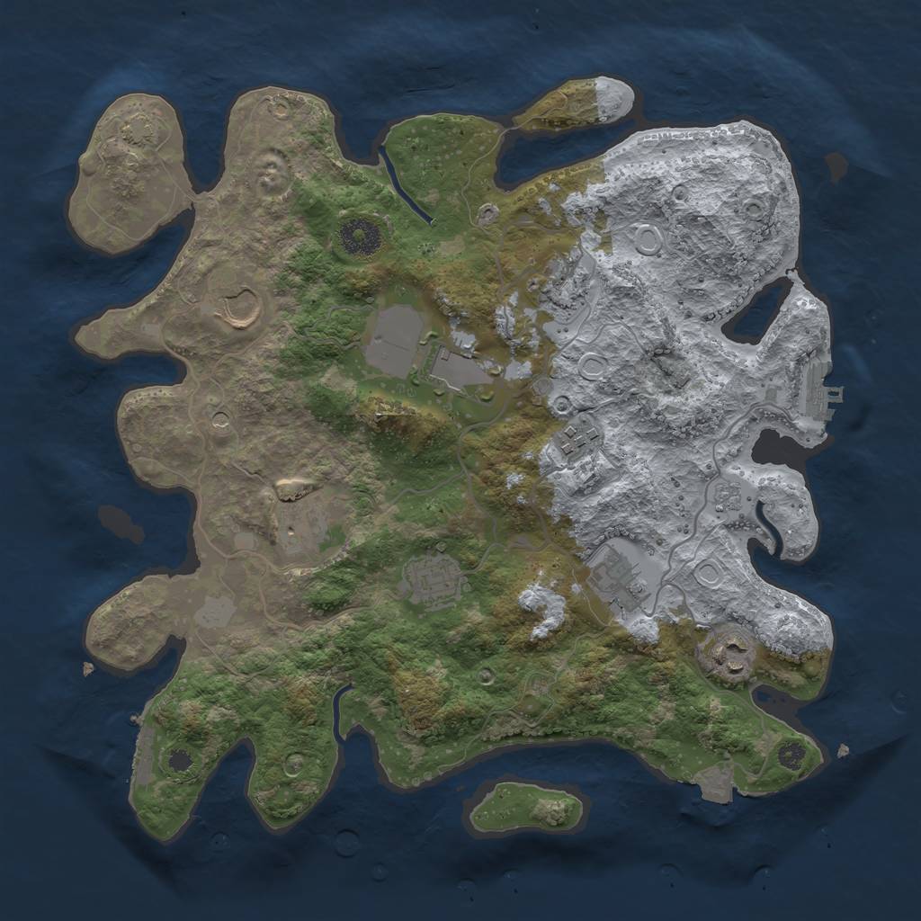 Rust Map: Procedural Map, Size: 3500, Seed: 975974308, 16 Monuments