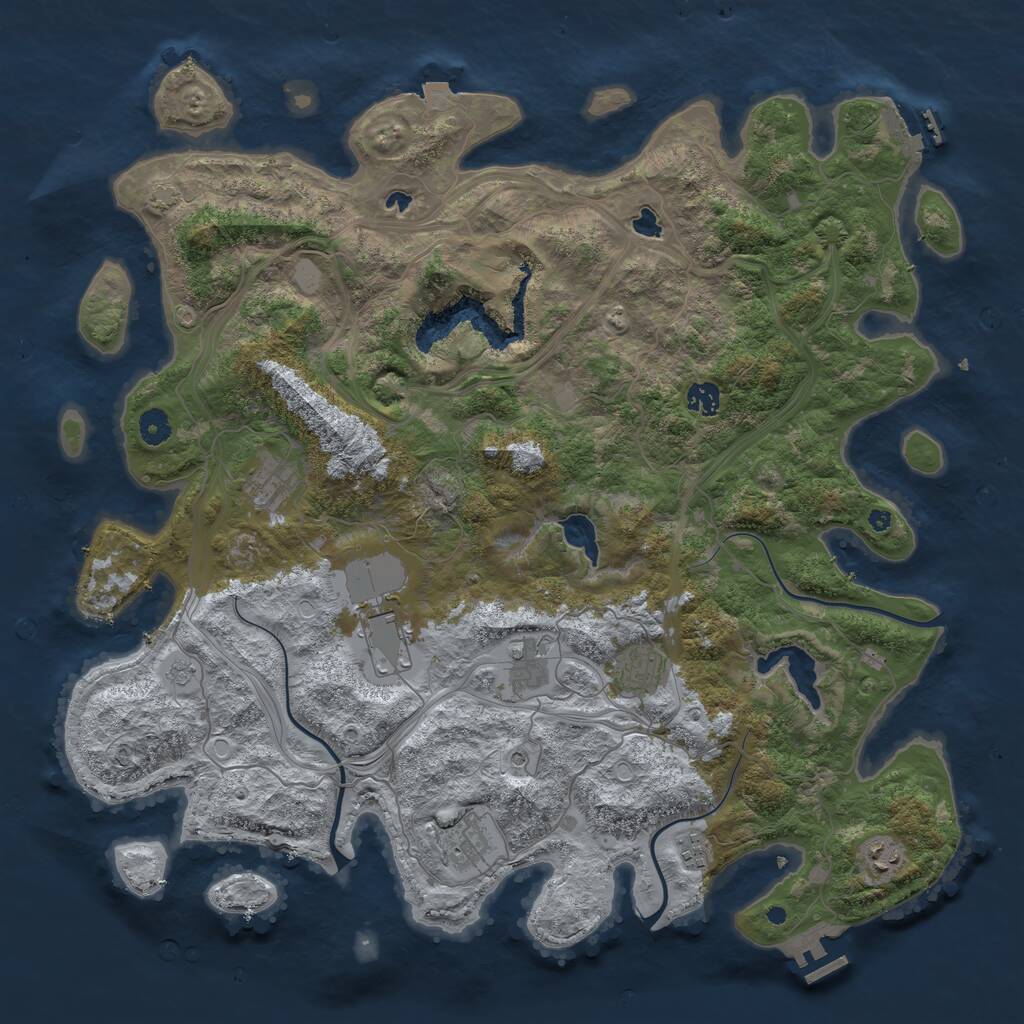 Rust Map: Procedural Map, Size: 4500, Seed: 1942030844, 14 Monuments