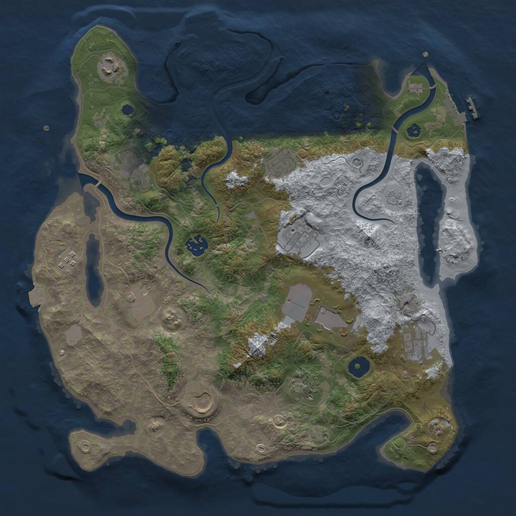 Rust Map: Procedural Map, Size: 3750, Seed: 26630800, 17 Monuments