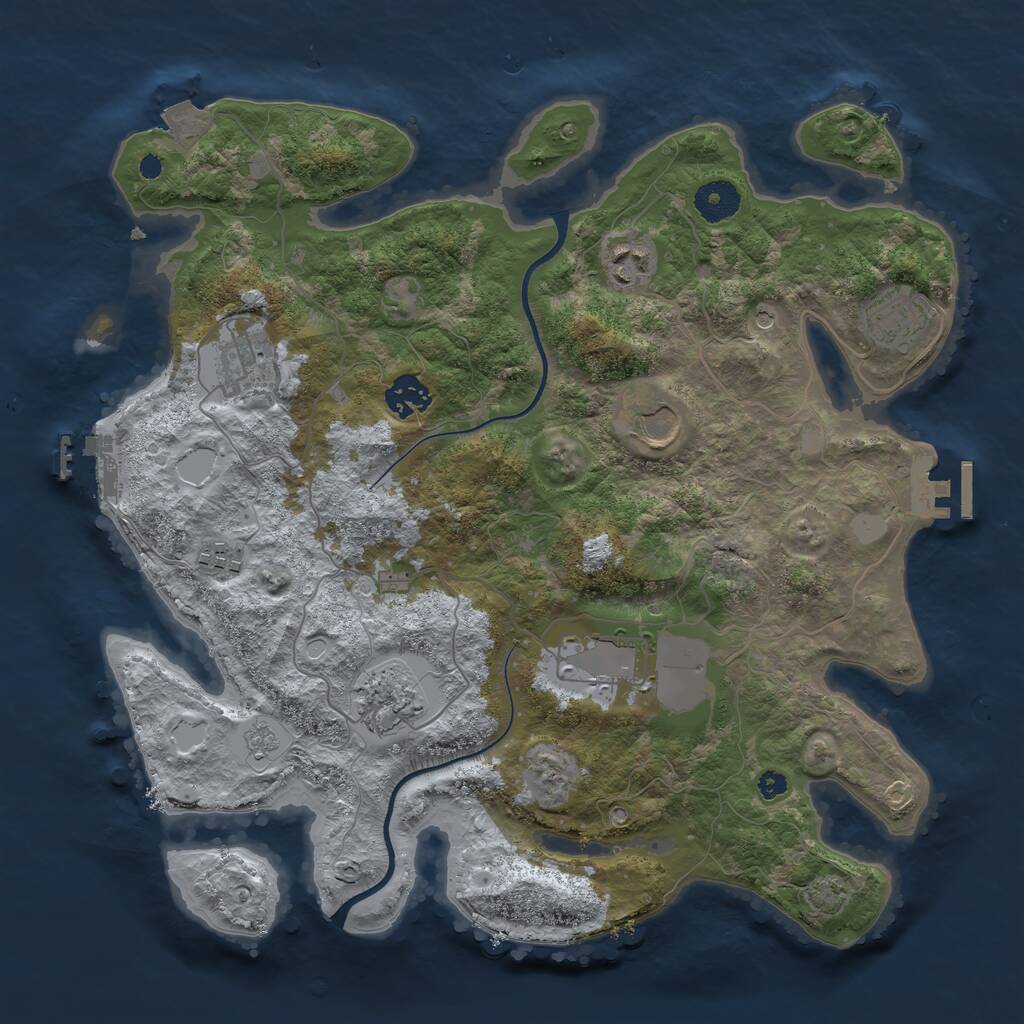 Rust Map: Procedural Map, Size: 3600, Seed: 994067065, 14 Monuments