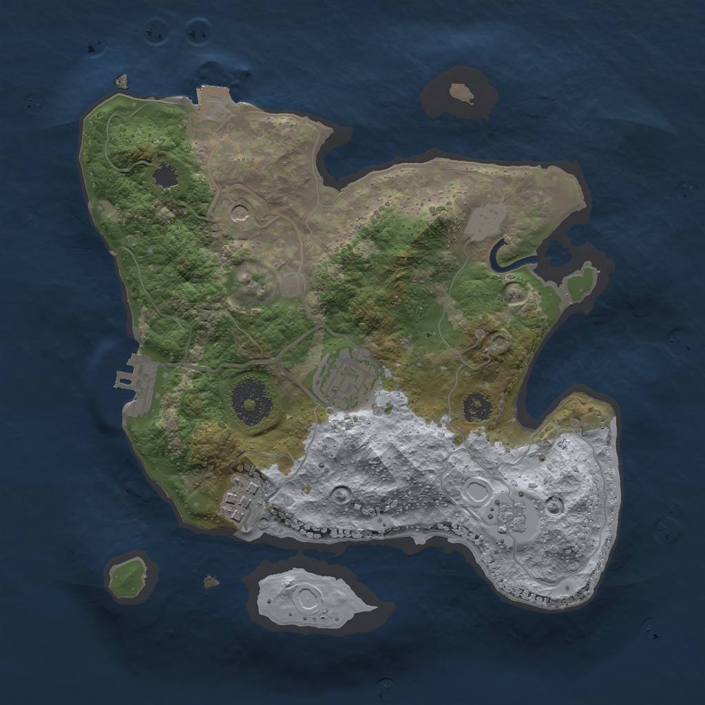 Rust Map: Procedural Map, Size: 2500, Seed: 661579526, 8 Monuments