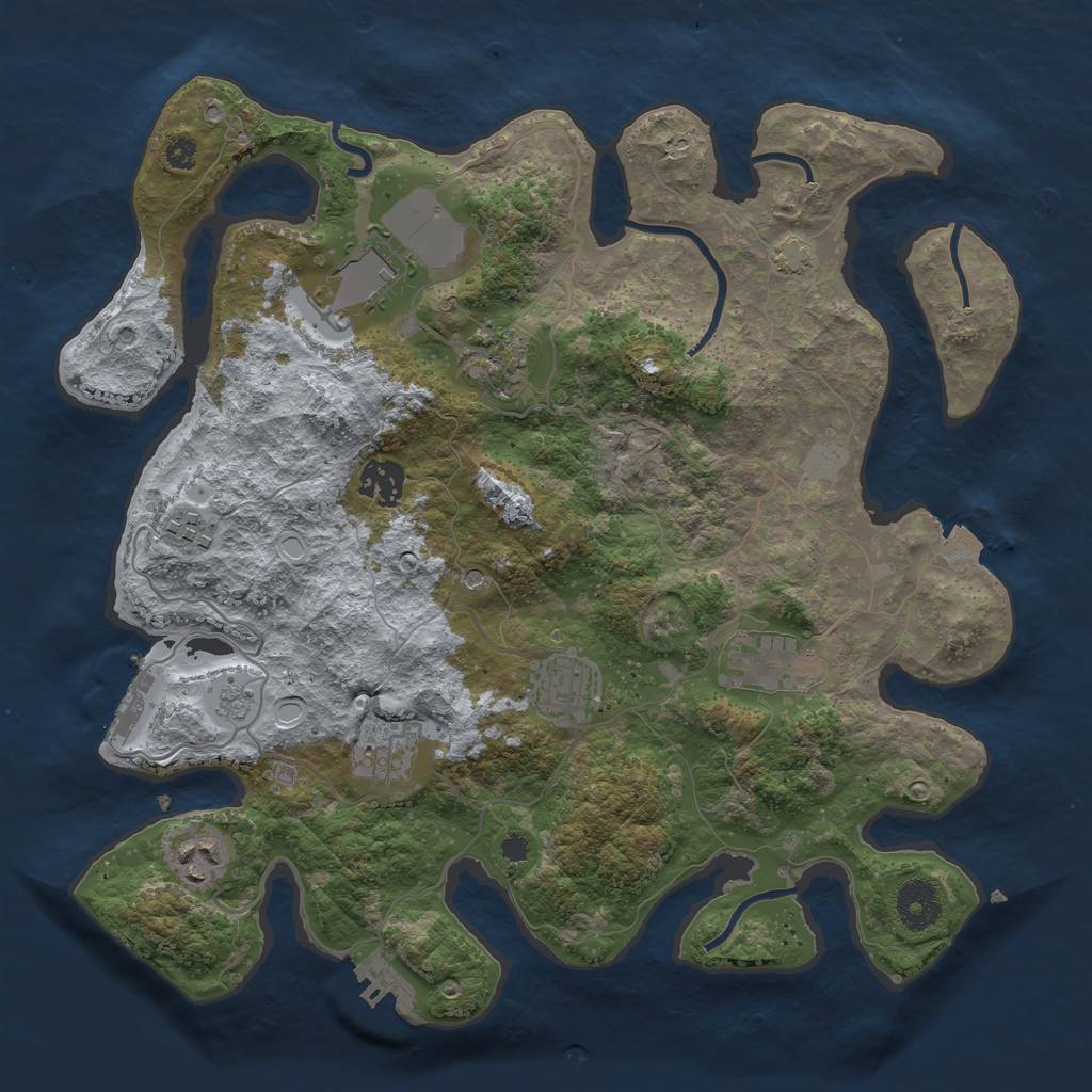 Rust Map: Procedural Map, Size: 3500, Seed: 600237748, 16 Monuments