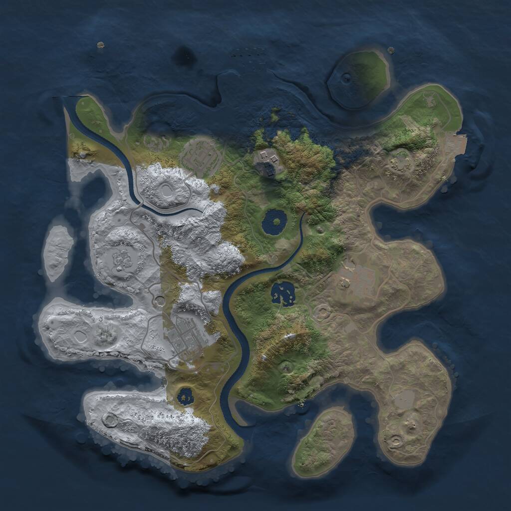 Rust Map: Procedural Map, Size: 3000, Seed: 1021623530, 10 Monuments