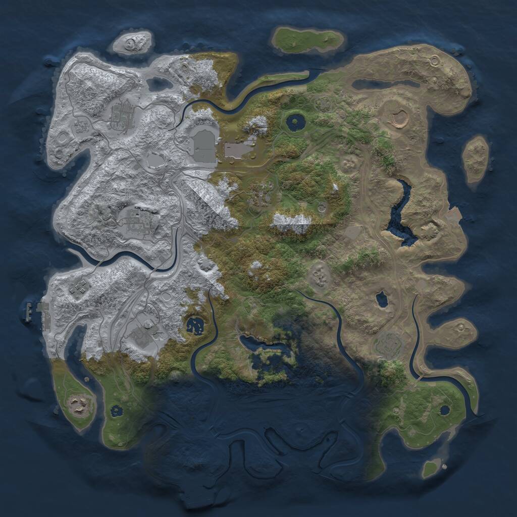 Rust Map: Procedural Map, Size: 4250, Seed: 71623904, 16 Monuments